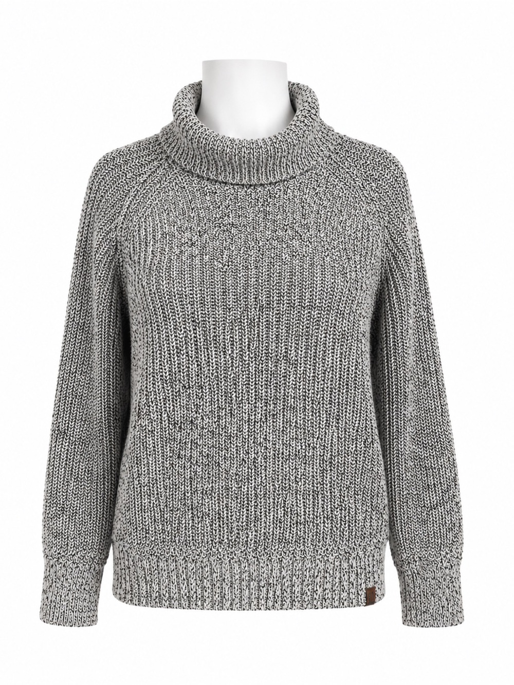 Size S Women’s Roots Marled Turtleneck Chunky Knit Sweater Black White